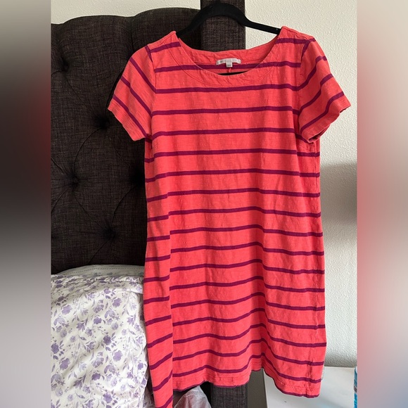 GAP Vibrant Coral and Plum Striped T-Shirt Dress - Picture 1 of 3